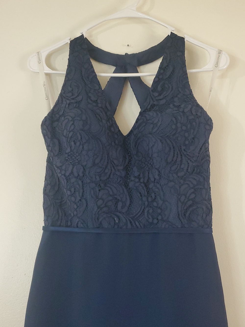 Christina Wu Celebration Navy Halter Style Maxi Dress Size 6 Style 22842 Wedding - Picture 2 of 16